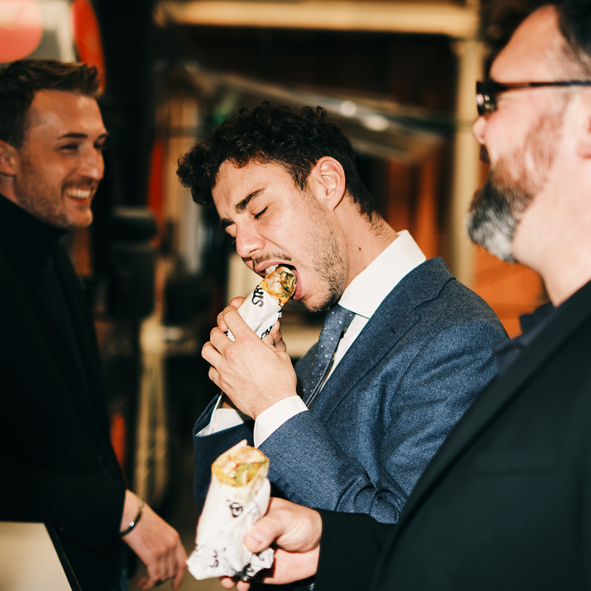 Fajitas smart guy eating Street Food