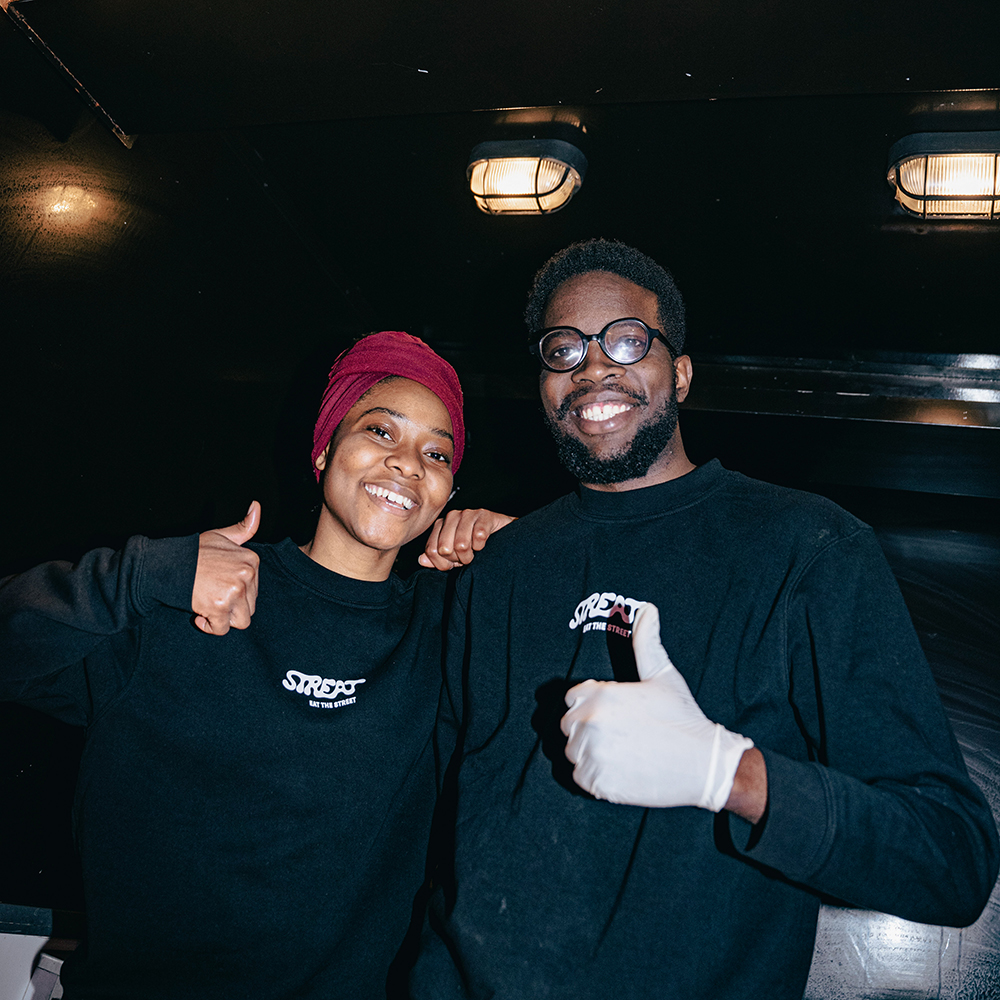 Streat duo team happy service food